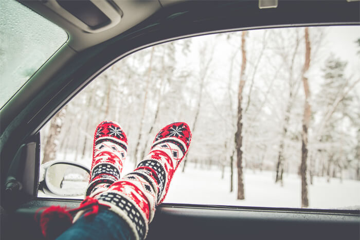 Festive socks and winter scene
