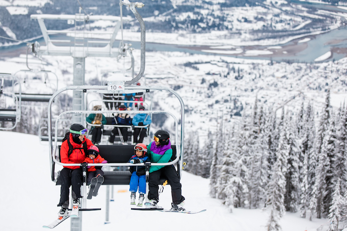 Group of people on a ski lift