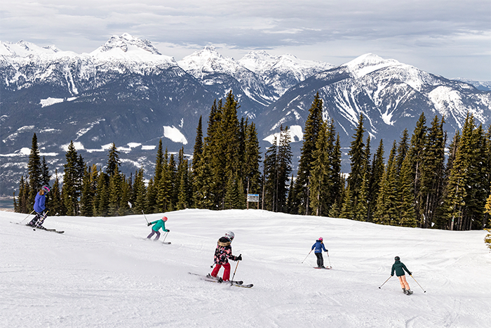 People on ski hill at Revelstoke Mountain Resort