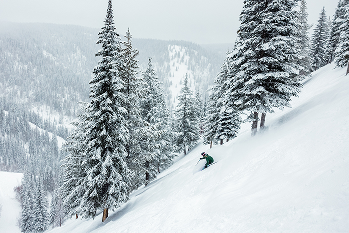 Skiing downhill at SilverStar Resort