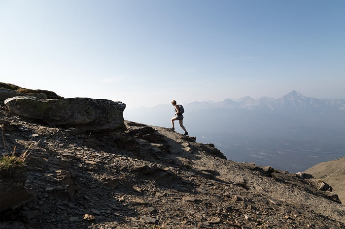 Hiker on Whistlers Mountain in Jasper