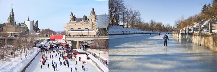 Skaters on the Rideau Canal Skateway in Ottawa