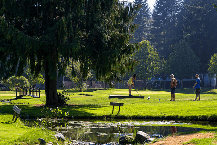 Teeing off for golf at Rondalyn Resort