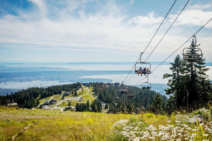 People on ski lift at Grouse Mountain