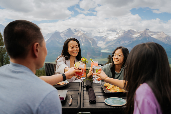 Group enjoying drinks on a patio