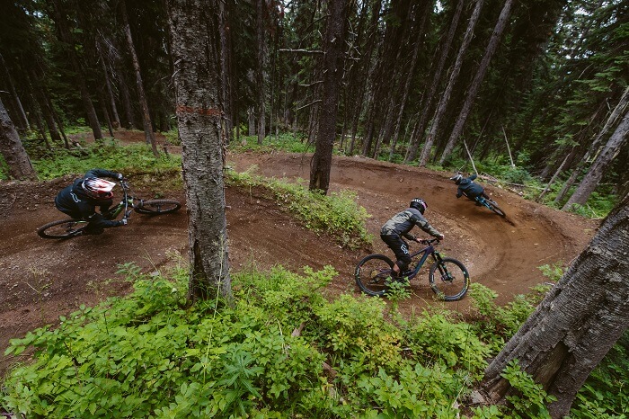 Mountain bikings shredding trails at Silver Star Mountain Resort