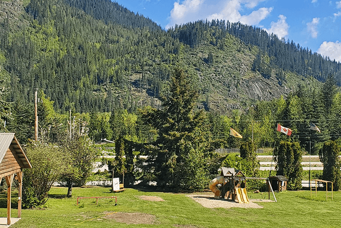 Campground amid hills and trees
