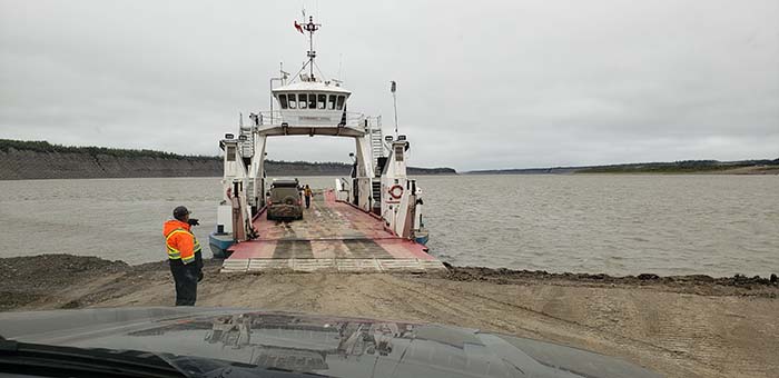 Ferry across McKenzie River on the Dempster Highway