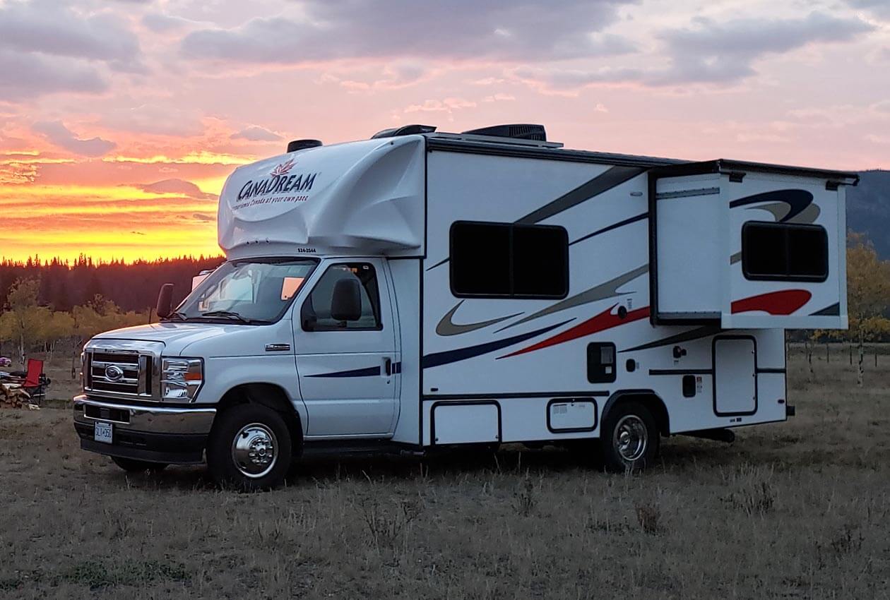 CanaDream Super Van Camper at Rafter Six Ranch at sunrise