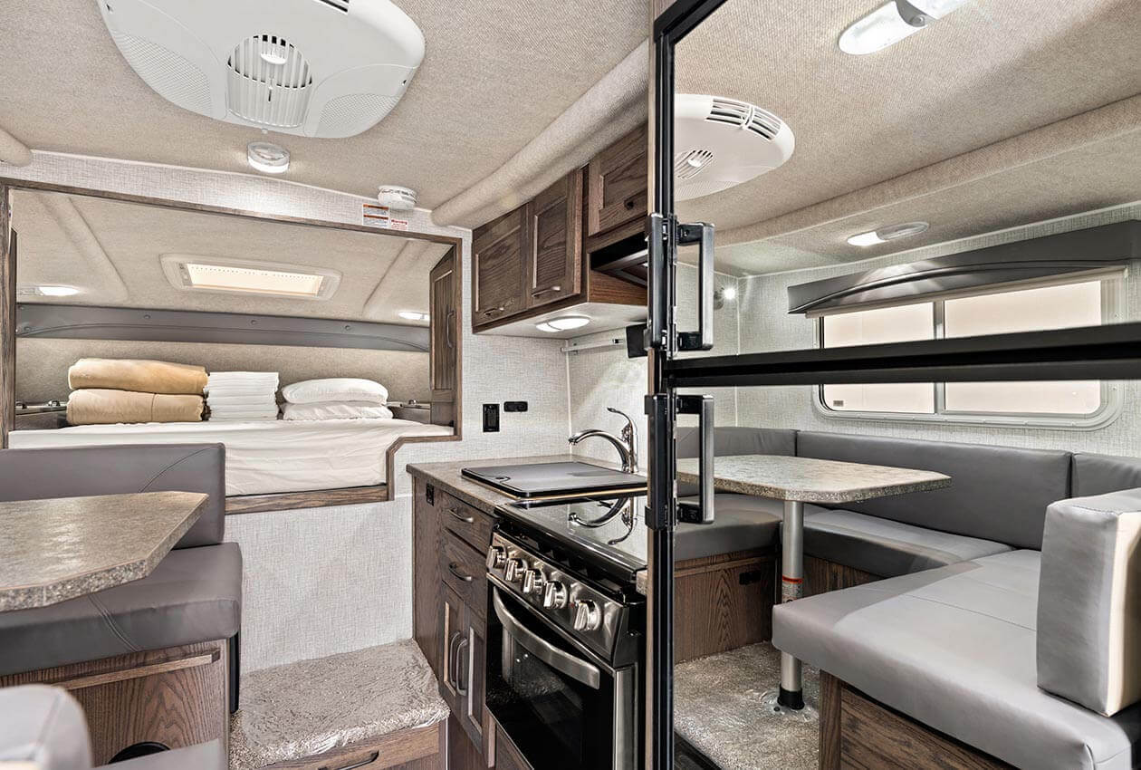 Kitchen area in CanaDream truck and camper TCA