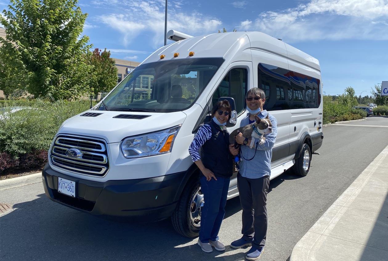 Two-women-holding-dog-in-front-of-Coachmen-Beyond-campervan Title Two-women-holding-dog-in-front-of-Coachmen-Beyond-campervan Description