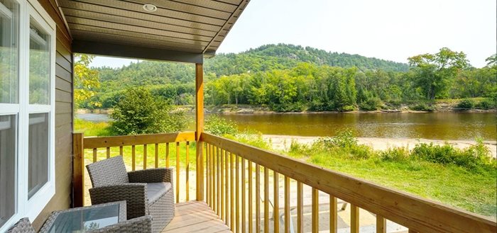 Deck overlooking a tranquil river